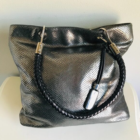 Micheal Kors Skorpios Metallic Snakeskin Bag Tote - Picture 2 of 10